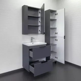 Тумба-умывальник Comforty Лима-60Н2 антрацит с раковиной Como 60